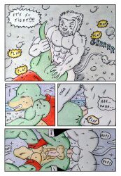 abs absurd_res albino_(seaborn) anal anal_sex anthro ass balls barazoku biceps big_butt black_boots black_clothing black_footwear blush blush_lines bodily_fluids boots closed_eyes clothed clothing comic comic_panel dashthefox dialogue duo english_text erection felid footwear fur genitals green_body green_butt green_eyes hand_on_butt hi_res high-angle_view holding_butt holding_tail humanoid_genitalia humanoid_penis legwear lion lizard low-angle_view male male/male male_penetrated male_penetrating male_penetrating_male mammal manly moan muscular muscular_anthro muscular_arms muscular_male muscular_on_muscular nikel nude onomatopoeia open_clothing open_shirt open_topwear outside outside_sex pantherine pecs penetration penile penis plap red_clothing reptile scalie sex sharp_teeth shirt shoes sound_effects speech_bubble sweat sweatdrop sweaty_chest tail tail_tuft teeth text topwear traditional_media_(artwork) tuft vein veiny_penis white_body white_butt white_fur wounded