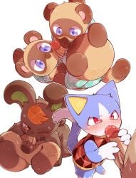 animal_crossing anthro balls bodily_fluids canid canine clothed clothing domestic_cat erection felid feline felis genitals group hi_res incest_(lore) lagomorph leporid male male/male mammal nephew_(lore) nintendo oral penis rabbit raccoon_dog saliva simple_background tanuki timmy_nook tom_nook_(animal_crossing) tommy_nook uncle_(lore) uncle_and_nephew_(lore) whitill_fluffy