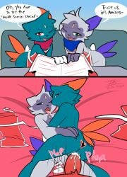 absurd_res anthro anus bodily_fluids cafe cum cum_inside duo english_text female female/female generation_2_pokemon generation_8_pokemon genital_fluids group hi_res hisuian_form hisuian_sneasel kelly_(prate) kelsie_(prate) male male/female nintendo penetration pokemon pokemon_(species) prate-dragon regional_form_(pokemon) sneasel spreading text trio vaginal_penetration