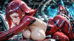 ai_female ai_generated blue_eyes breasts code_geass color colored female hell-pantsu hi_res kallen_stadtfeld nipples red_hair
