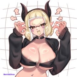 1girls big_breasts bluesky_link breasts female hands inkling inkling_girl looking_at_viewer norishiitsu pose splatoon splatoon_3 staring_at_viewer