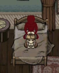 1boy animated bedroom black_pantyhose dhatz doggy_style faceless faceless_male fear_and_hunger fear_and_hunger:_termina female jacket karin_(fear_and_hunger) male open_clothes open_jacket pantyhose pixel_art third-party_edit