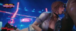 1boy 1girls 3d animated asian asian_female blacked_asian cleavage clothed clothing dark-skinned_male dark_skin deepthroat fellatio female gameplay_mechanics interracial kazama_asuka lewdgazer male oral oral_sex partial_male penis ranking sex sound straight tagme tekken tekken_8 uncensored video