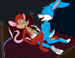 anthro buster_bunny fur furry gay interspecies kooshmeister male male_only mammal multiple_males rabbit rat rodent roderick_rat sex tagme tiny_toon_adventures