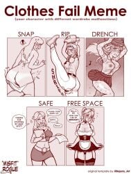 2d 5koma anus anus_peek ass breasts comics embarrassed_nude_female embarrassed_underwear_female english_text female female_only meme misfitrogue242 pussy pussy_peek reluctant renee_(misfitrogue242) ripped_clothing see-through see-through_clothing text_bubble wardrobe_malfunction wet_clothes