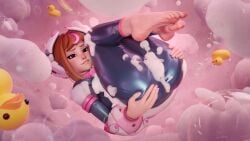 1girls clothed feet female forceballfx juno_(overwatch) my_hero_academia ochako_uraraka_(cosplay) overwatch overwatch_2 pussy soap spread_pussy uravity_juno