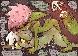 areola ass biped bodily_fluids bonnytoad breasts cum cum_in_uterus cum_inside dialogue duo eyelashes female female_penetrated genital_fluids genitals goblin goblin_female green_body gynomorph gynomorph/female gynomorph_penetrating hair hi_res humanoid internal intersex intersex/female intersex_penetrating nipples nomo_sourgrove not_furry original penetration penile penile_penetration penis pink_hair pupils sex speech_bubble sweat text thick_thighs uterus vaginal_penetration