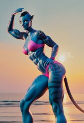 ai_generated avatar avatar:_the_way_of_water bikini blue_skin female istoleurmom1 yellow_eyes z-dog zdinarsk