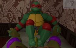 2_toes aldenyates anthro bed bedroom bedroom_eyes bedroom_sex brother brother_(lore) brothers_(lore) donatello_(tmnt) feet first_person_view foot_fetish foot_focus foot_grab foot_on_penis foot_play footjob foreskin furniture genitals grinning_at_viewer hi_res hindpaw incest_(lore) looking_at_viewer narrowed_eyes paws penis pov_footjob raphael_(tmnt) seductive sex sibling_(lore) smug_expression smug_eyes smug_face smug_grin teenage_mutant_ninja_turtles toes uncircumcised