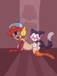 1female 2boys after_sex brawl_stars cat_boy caught_in_the_act cum cum_in_ass cum_inside feline genderbent kit_(brawl_stars) larry_(brawl_stars) lawrie_(brawl_stars) robot_boy robot_girl rule_63