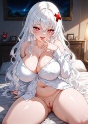 1girls ai_generated big_breasts breasts erispheria exposed_pussy female female_focus hair_ornament high_resolution highres huge_breasts light-skinned_female pleasure_face posing_for_the_viewer pussy red_eyes revealing_clothes semi_nude sexually_suggestive thick_thighs twitch virtual_youtuber voluptuous_female vtuber white_hair wide_hips x_hair_ornament youtube youtube_hispanic