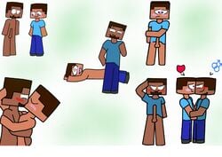 blush clothed gay heart herobrine kissing love male male/male male_only male_symbol minecraft nude penis smile steve_(minecraft) tagme