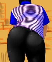 1boy 2013 2ppy_bb ass ass_focus back_view belt big_ass black_belt black_hair black_pants delivery_employee gay male male_only no_visible_face original pants sagawa_express solo striped_shirt yaoi