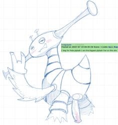 1boy anthro artist_upload balls blush blush blush_lines commentary_request evilevilevil horns long_penis looking_at_viewer looking_back male monster my_singing_monsters penis penis_out piplash request self_upload smiling smiling_at_viewer solo_male whiteboardfox