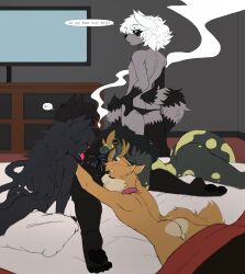2025 adam_manchester anal anthro anus ass bed bedroom bedroom_sex black_anus black_body black_fur black_hair bodily_fluids breasts butcher_pal canid canine canis cigar cigar_in_mouth clothed clothing collar colored daughter_(lore) detailed_background dialogue digital_drawing_(artwork) digital_media_(artwork) domestic_cat electronics english_text eye_through_hair eyebrow_through_hair eyebrows father_(lore) father_and_child_(lore) father_and_daughter_(lore) feet felid feline felis female female_anthro foursome fox fur furniture green_body green_eyes green_scales grey_body grey_fur group group_sex hair hi_res highlights_(coloring) hybrid incest_(lore) inside lizard looking_pleasured male male/male male_anthro mammal markings monitor_lizard nude nude_anthro nude_male object_in_mouth oral orange_body orange_fur orange_hair panties parent_(lore) parent_and_child_(lore) parent_and_daughter_(lore) plantigrade pri procyonid raccoon reptile rimming saliva saliva_on_anus scales scalie sex small_breasts smoke smoking smoking_cigar speech_bubble striped_markings striped_tail stripes tail tail_markings television text toes trans_(lore) trans_man_(lore) translucent translucent_hair underwear underwear_only victoria_manchester white_hair wolf worship
