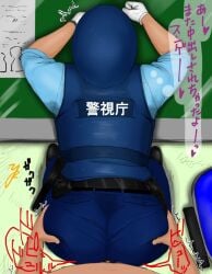 2013 2boys 2ppy_bb anal ass ass_focus clothed clothed_sex fully_clothed gay gloves japanese_text male male_only no_visible_face original police pov pubic_hair text torn_clothes torn_pants translation_request white_gloves yaoi