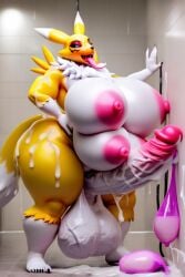 3d ai_generated anthro ass balls bathroom bathroom_stall bbw breasts condom condoms cum digimon filled_condom filled_condoms furry furrypornaddiction futa_only futanari futanari huge_ass huge_balls huge_breasts huge_cock long_tongue multi_breast penis renamon solo ssbbw thick_thighs tongue_out used_condom used_condoms veiny_balls veiny_penis wide_hips