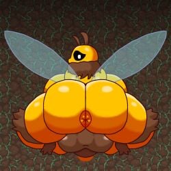 anthro arthropod backsack bee behind_view dontihateit futanari hymenopteran intersex presenting_anus presenting_hindquarters queen_bee_(terraria) terraria