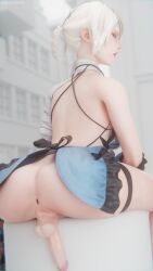 1futa 3d 3d_(artwork) angry angry_face anus ass backsack balls ballsack blender blender_(artwork) blender_(software) breasts butt clothed cock-tail desess3intes futa_only futa_sans_pussy futanari intersex kaine_(nier) looking_at_viewer looking_back looking_back_at_viewer nier nier_(series) nier_replicant penis perineum presenting presenting_anus presenting_ass presenting_hindquarters presenting_penis solo taint white_hair