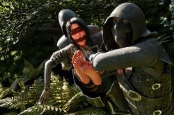 1girls 2boys 3d abducted barefoot blindfold bondage captured clair_obscur:_expedition_33 cloth_gag female gag gagged kidnapped lune_(clair_obscur:_expedition_33) male pejack pejack32167 slave slave_raid soles