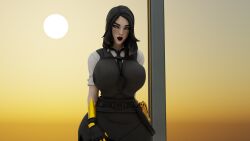 "elitetheron7" (elitetheron7) 3d 3d_render 3dmodel areola artistic ass bathroom big big_breasts black_gloves black_hair blender breasts challenging_posture character dark_eyes digital_art dramatic erotic facial_expression fan_art fantasy female female female_body firearm fornite fortniteart fortniteartmodel fortnitensfw fortniteporn fortniter34 frontal golden high_resolution landscape lighting long marigold_(fortnite) model mountainous nsfw nude pale_skin pose realistic red_lips representation rule34 seductive sensual skin socks studio_lighting style texture two_golden_pistols uniform visible_pubis x_redeyes