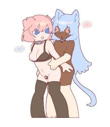 1boy 1boy1girl 1girls armwear artist_name bell bell_collar blue_hair bra canine cat_ears cat_tail collar collar_bell cum cute dark-skinned_femboy dark-skinned_male digital_media_(artwork) dog_collar dog_ears feline female femboy femboy_on_female heart heart_speech_bubble hearts holding holding_partner kemonomimi leaking_cum legwear long_hair long_hair_male male male/female naked naked_female naked_femboy naked_legwear naked_male naked_stockings naked_thighhighs navel navel_line nipple_slip nipples nude nude_female nude_femboy nude_male open_mouth original_character pink_hair shiny_hair short_hair short_hair_female simple_background speech_bubble stockings thighhighs watermark white_background