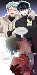 alien_stage angry blush hand_on_face hickey ivan_(alien_stage) male male/male mind_break piercing scar tears till_(alien_stage)