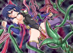 1girls blue_hair blush boots bow breasts censored clothing cunnilingus detached_sleeves kagano_ai mahou_shoujo_ai medium_breasts mouth_tentacle plant plant_tentacle plant_tentacles rape red_eyes reverse_forced_oral ribbon sex short_hair stockings tentacle tentacle_rape tentacle_tongue tentacles_on_female thigh_boots thighhighs tongue torn_clothes vaginal_penetration vines