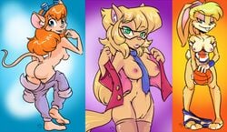 2d anthro ass breasts callie_briggs chip_'n_dale_rescue_rangers crossover disney duckdraw female female_focus female_only fur furry gadget_hackwrench hanna-barbera lola_bunny looney_tunes mouse multiple_females nipples office_lady pussy rabbit space_jam swat_kats warner_brothers