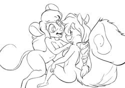 anthro arcanethewoof chip_'n_dale_rescue_rangers disney female female_only fur furry gadget_hackwrench mammal monochrome mouse multiple_females rodent tagme tammy_squirrel yuri