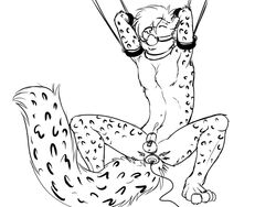 anal anal_sex anthro arms_above_head ball_gag black_and_white bondage bound chastity chastity_cage chastity_device feline fur furry gag leopard male male_chastity monochrome neoneon penetration sex_toy snow_leopard spread_legs spreading testicles vibrator