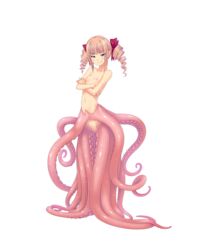 breasts censored cute_fang drill_hair female monster_girl nipples scylla sei_monmusu_gakuen small_breasts tentacle transparent_background vanadis