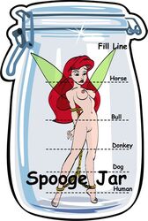 1girls ariel arms_behind_back bondage bound breasts completely_nude cum disney fairy fairy_wings in_jar jar nipples peril the_little_mermaid what wings