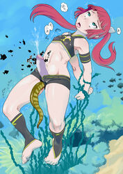 1futa bikini censored cum feet fish futa_only futanari green_eyes hair intersex long_hair penis purple rape red_hair sea_story solo swimsuit toes underwater urin water