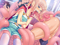 1boy censored clothing cum cum_on_face female femdom hair malesub monster_girl scylla sei_monmusu_gakuen sex skirt tentacle tentaclejob tied_hair twintails vanadis