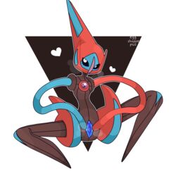 1girls alien ass belly black_sclera blue_pussy blue_skin blush brown_background brown_skin clitoris deoxys deoxys_(speed_form) eggshoppe feet female female_only flat_chest heart heavy_breathing legendary_pokemon long_legs looking_at_viewer nintendo no_nipples nude pokémon_(species) pokemon pokemon_(species) pokemon_rse presenting presenting_pussy pussy red_skin sitting solo spread_legs spread_pussy spreading tentacle tentacles text video_games watermark white_border white_eyes