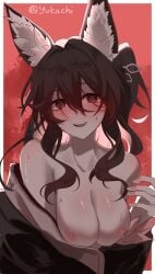 1girls animal_ears breasts breasts_out female honkai:_star_rail no_bra red_eyes tingyun_(honkai:_star_rail) yukachi