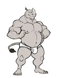 anthro balls bara barazoku bulge darknaigart flaccid gay male male_only muscles muscular penis rhinoceros rhinocerotoid solo solo_male underwear underwear_only