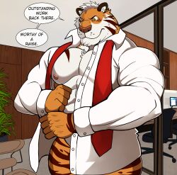 anthro balls bara barazoku darknaigart furry male male_only muscles muscular penis solo solo_male speech_bubble tiger