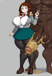 ai_generated big_penis cuckold dark-skinned_male gwee huge_cock my_hero_academia netorare ntr ochako_uraraka smegma uraraka_ochako