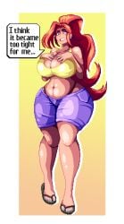 1girls breast_expansion curvaceous ponytail red_hair skollerin violet_eyes