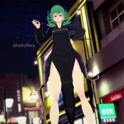 1girls 3d 3d_(artwork) blush bratty breasts city city_background curly_hair curvy_figure disgusted floating funkymery green_eyes green_hair hand_on_hip koikatsu light-skinned_female looking_at_viewer looking_down looming_over ok_sign one-punch_man short_hair small_breasts standing_over_viewer superheroine tatsumaki thick_thighs thighs tight_clothing watermark wide_hips