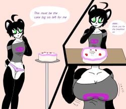 1girls breast_expansion cake food furry_female panda panties