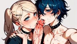 after_sex ai_generated akira_kurusu ann_takamaki blowjob choker cum_in_mouth cum_on_body cum_on_face cumshot femboy mmf_threesome persona persona_5 pov_blowjob selfie sex_with_viewer threesome threesome_blowjob threesome_with_viewer