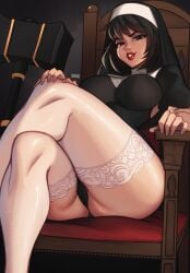 big_ass big_breasts big_butt big_thighs black_hair crossed_legs down_angle evie_(fortnite) fortnite fortnite:_battle_royale fully_clothed legs light-skinned_female light_skin lipstick looking_at_viewer magaska19 nun nun_outfit revealing_clothes seductive seductive_body seductive_eyes seductive_female seductive_gaze seductive_look seductive_mouth seductive_pose seductive_smile short_hair thick thick_ass thick_butt thick_legs thick_thighs thigh_highs thigh_socks thighhighs thighs tight_clothes tight_clothing tight_fit upskirt