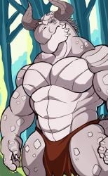 anthro balls bara barazoku bulge darknaigart dragon flaccid gay horns loincloth male male_only muscles muscular penis scalie shirtless solo solo_male wingless_dragon