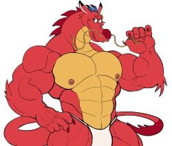 anthro balls bara barazoku bulge darknaigart disney dragon flaccid fundoshi fundoshi_only male male_only mulan muscles muscular mushu penis scalie solo solo_male