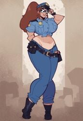 ai_generated big_breasts gwee huge_ass huge_breasts large_breasts police police_uniform policewoman thick thick_thighs