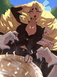 big_breasts blonde_female blonde_hair blush blush_lines bra breasts cleavage clumsy coffee coffee_cup in_pain kap_o klutz long_hair maria_(kap_o) oc office office_lady oops original original_character spill spilled_drink spilled_liquid stupid stupid_looking tagme tongue tongue_out voluptuous voluptuous_female