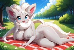 2024 ai_generated anthro anthro_only breasts cinccino female fur furry furry_female furry_only gobabsnow large_breasts nude pokemon pokemon_(species) pussy smile